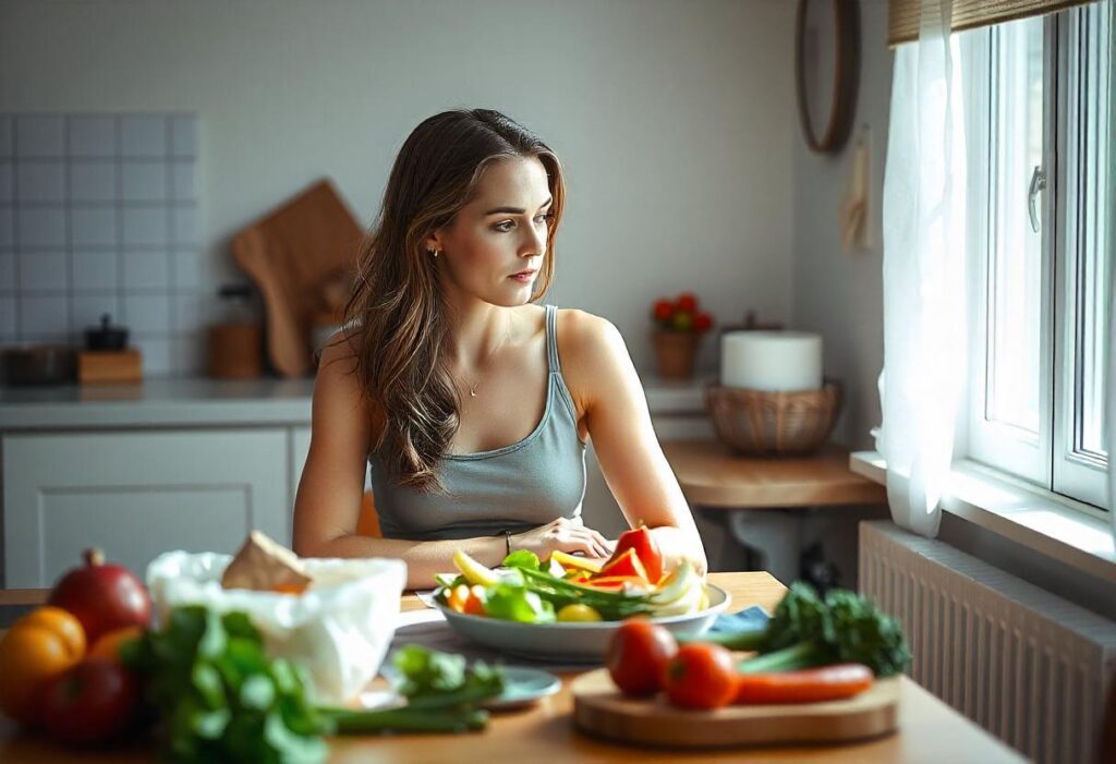 Hungry fit and healthy woman