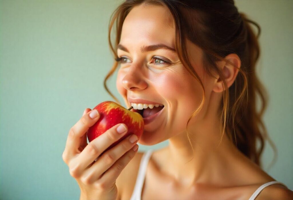 Woman eating an whole food source