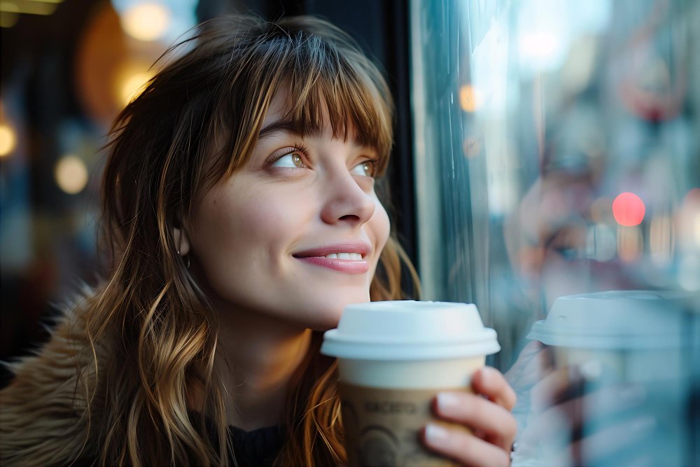 Woman Enjoying Her Coffee