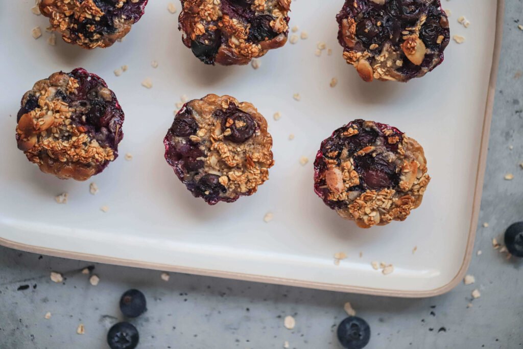 Delicious almond blueberry oat muffins