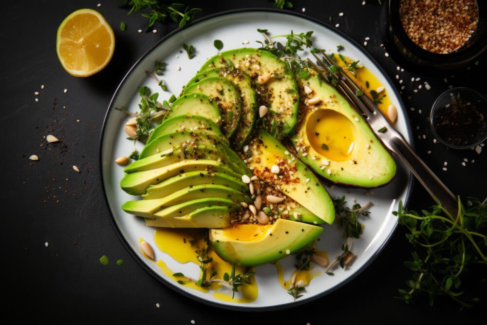 Delicious avocado on a plate sliced beautifully
