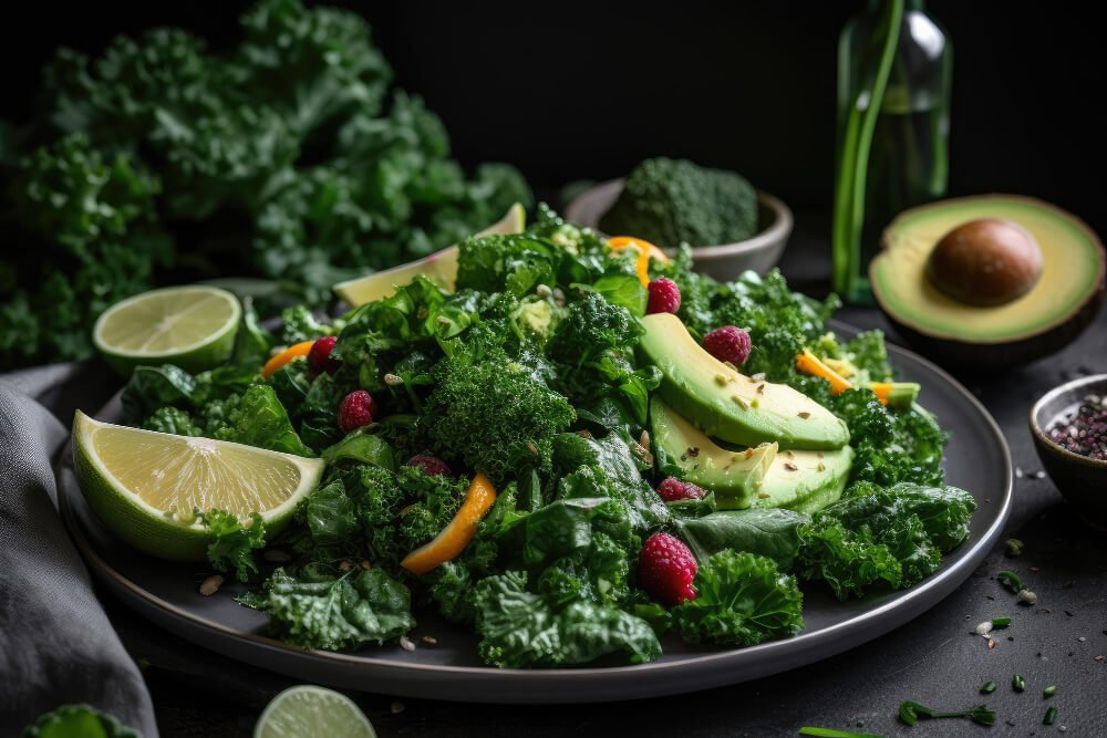 Healthy Kale and avocado salad