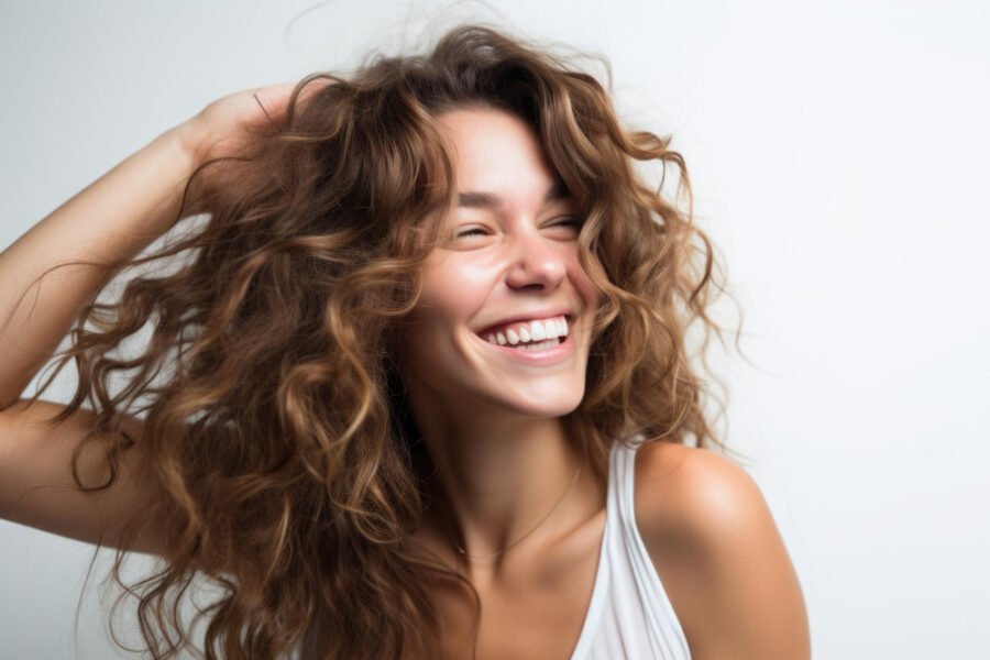 Woman with beautiful healthy hair from Omega 9