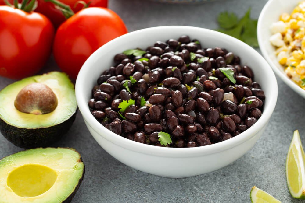 A bowl of delicious black beans