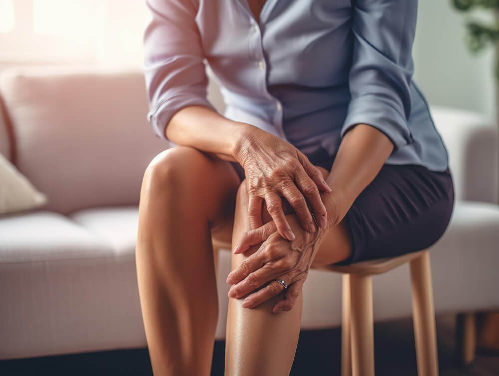 woman with inflamed knees
