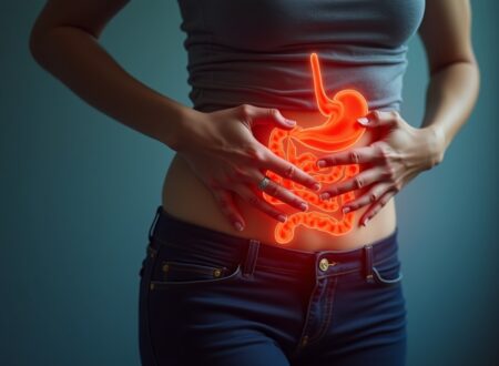 A woman with an inflamed gut