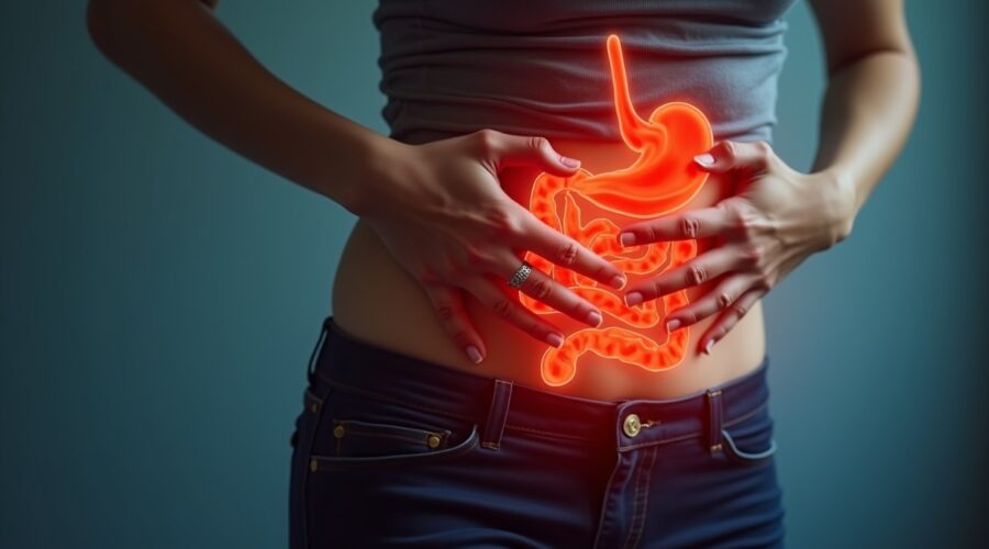 A woman with an inflamed gut