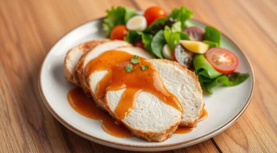 Turkey breast with salad and sauce two