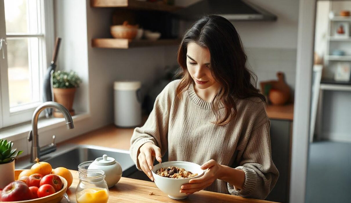 woman preparing her breakfast