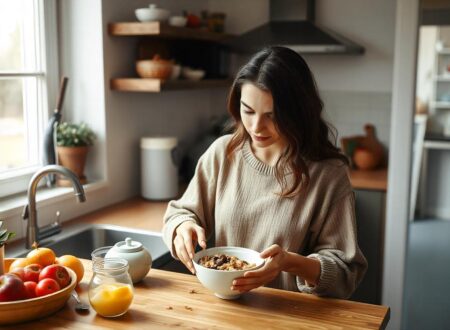 woman preparing her breakfast