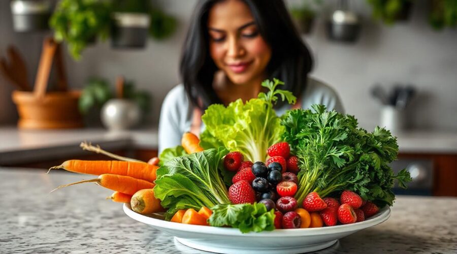 A plate of healthy wholefoods