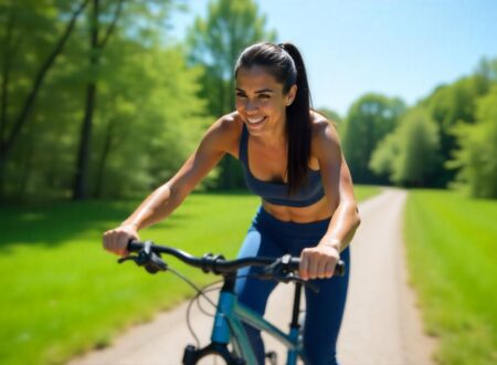 Woman riding her bike