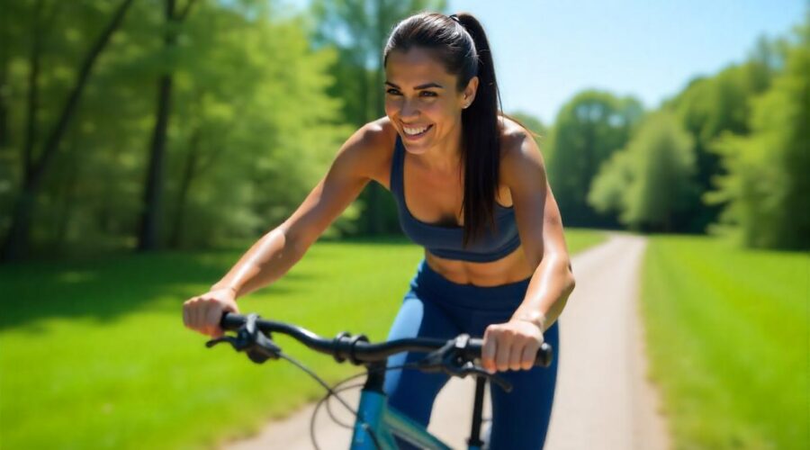 Woman riding her bike