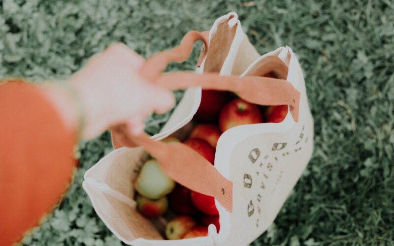 Bunch of apples in a bag