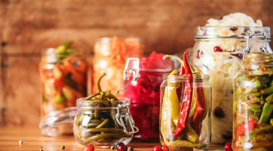 Jars of fermented food
