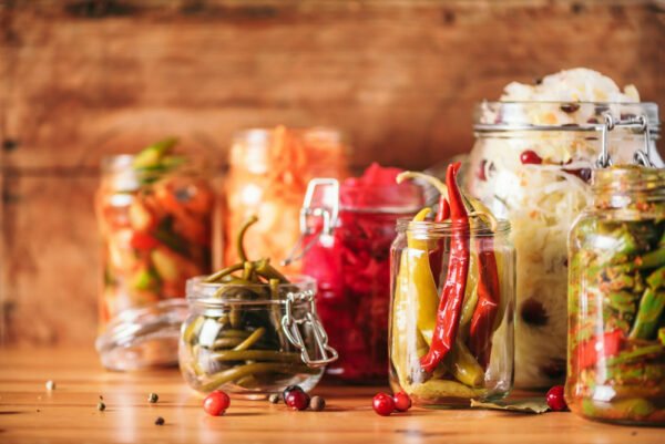 Jars of fermented food