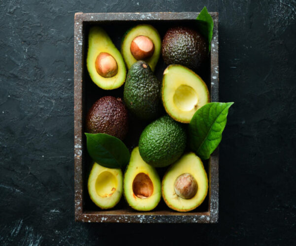 Avocados in tray