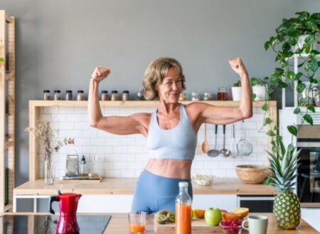 Healthy Older Woman Flexing her Muscles