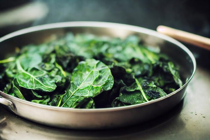 Bowl of delicious spinach ready for eating