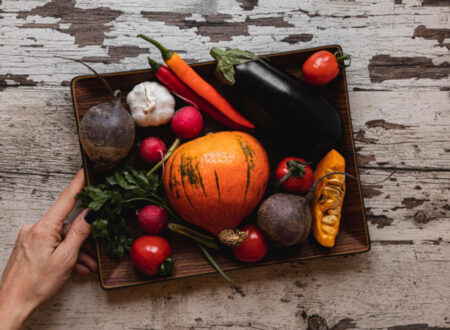 A tray filled with an assortment of vegetables