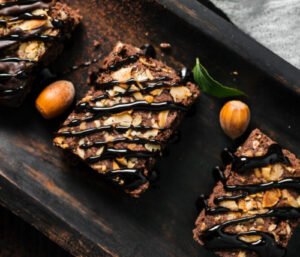 Image of chocolate brownies with hazelnuts