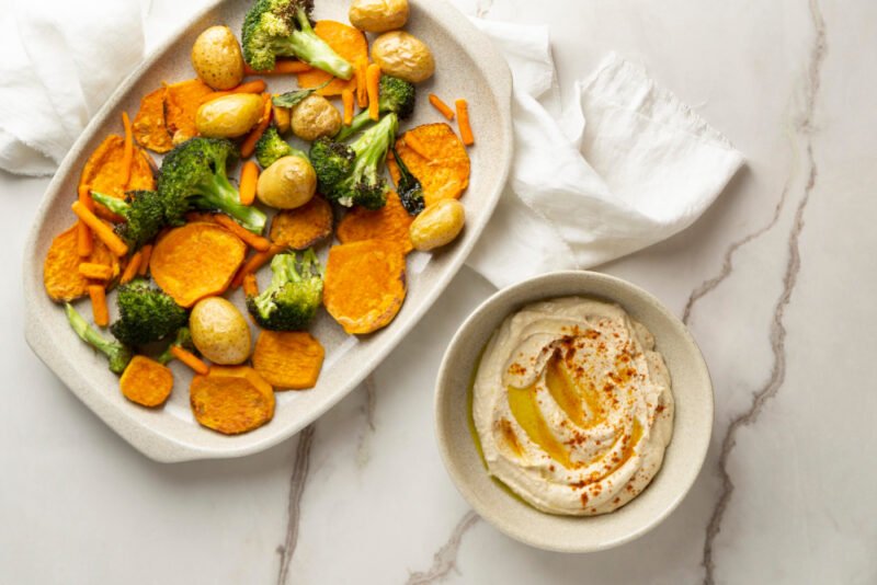 Sweet potatoes and vegetables make a meal complete