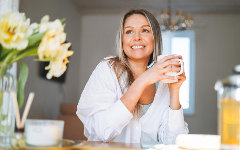 Woman enjoying her cup of tea