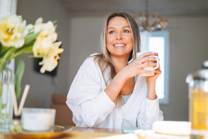 Woman enjoying her cup of tea