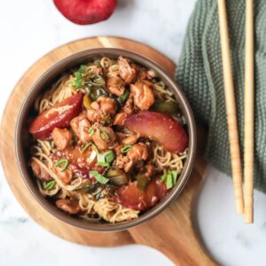 Chicken & Plum Stir Fry with Bok Choy & Noodles