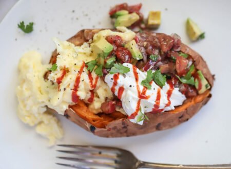 Loaded sweet potato with sour cream