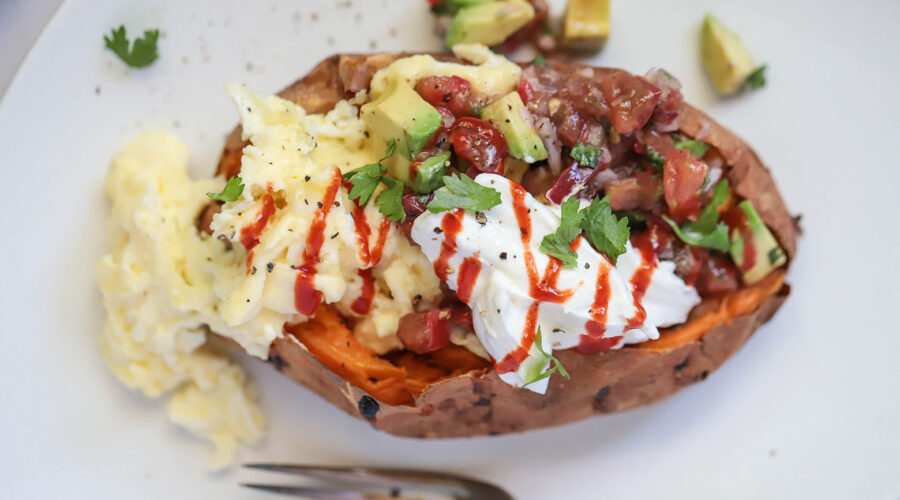 Loaded sweet potato with sour cream