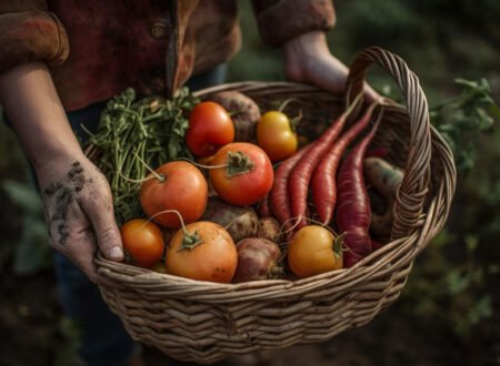 Basket full of beautiful fresh produce