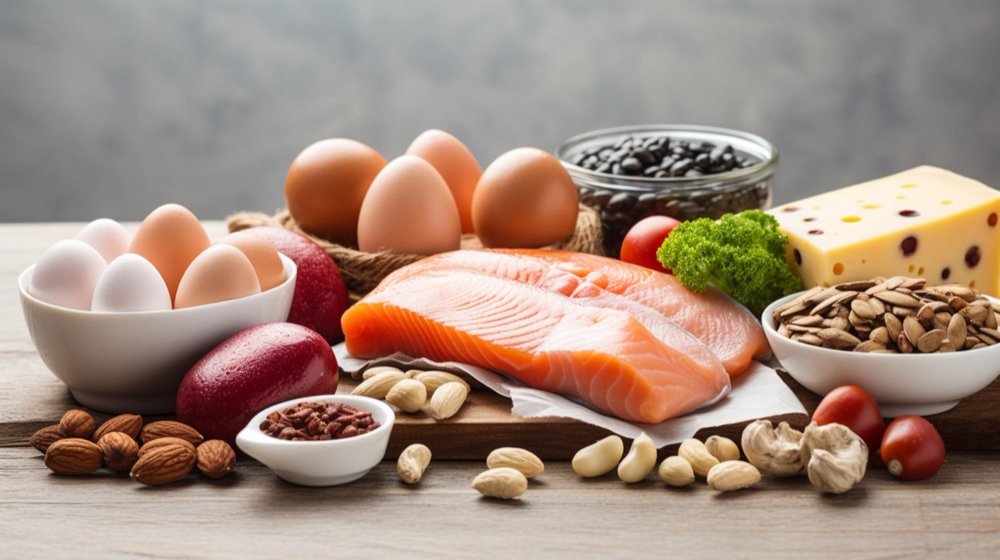 A range of high protein foods