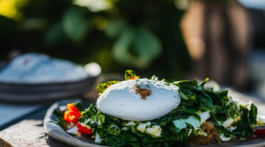 Watercress with a poached egg on sourdough