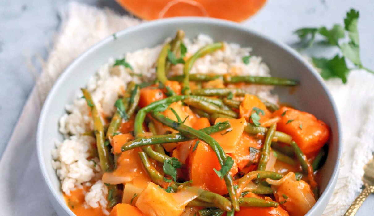 Thai red curry butternut squash with pineapple