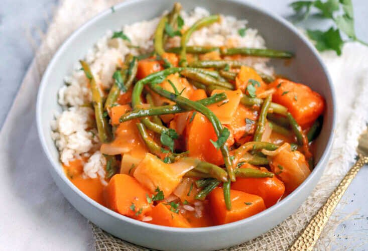 Thai red curry butternut squash with pineapple