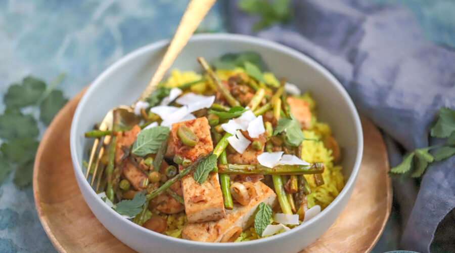 Coconut Rice Bowl with Sautéed Tofu & Vegetables