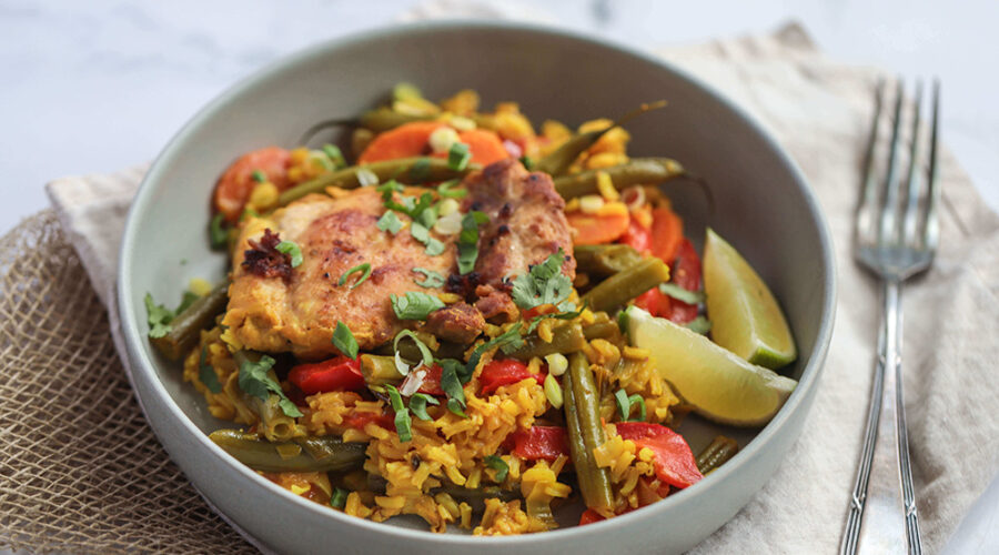 One pan Thai chicken curry in a bowl