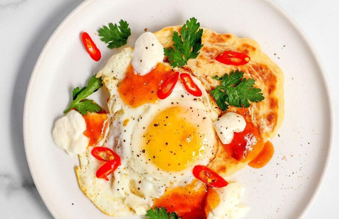 Spicy Egg & Mango Flatbreads